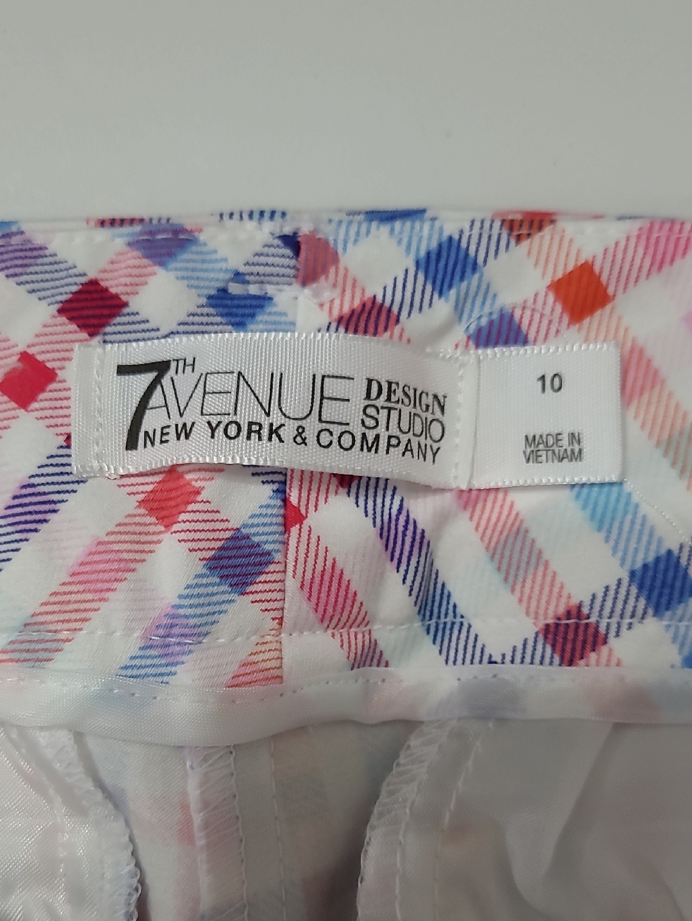 7th Avenue Design Studio Colorful Plaid Checked Cropped Pants size 10 - Picture 3 of 8